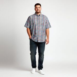 Croft & Barrow Blue Multi-color Plaid Short Sleeve Shirt Size 2XB